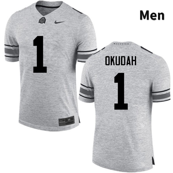 Men's Ohio State Buckeyes #1 Jeffrey Okudah Gray Game College Stitched Football Jersey 23UY041KB